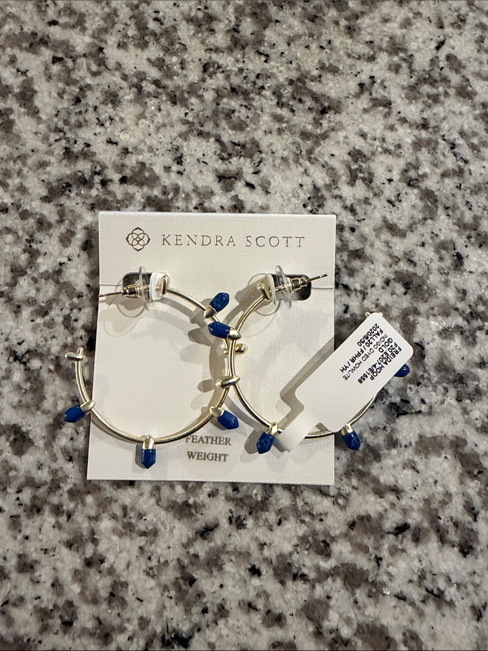 Kendra Scott Frieda Gold Hoops with Indigo Blue Howlite Accents